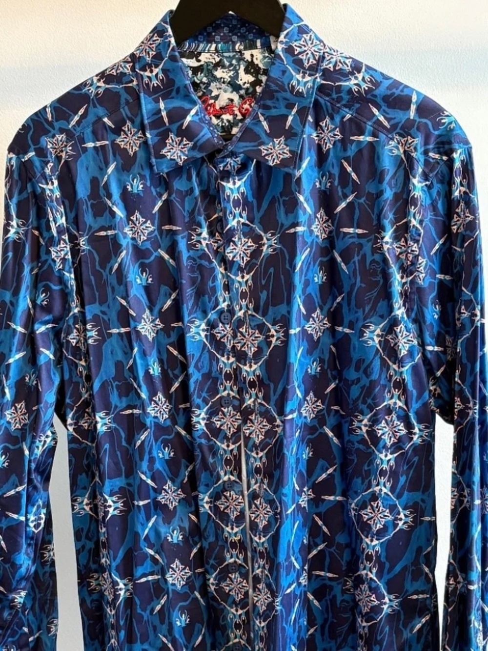 Men's Robert Graham Blue Patterned Long Sleeve Shirt